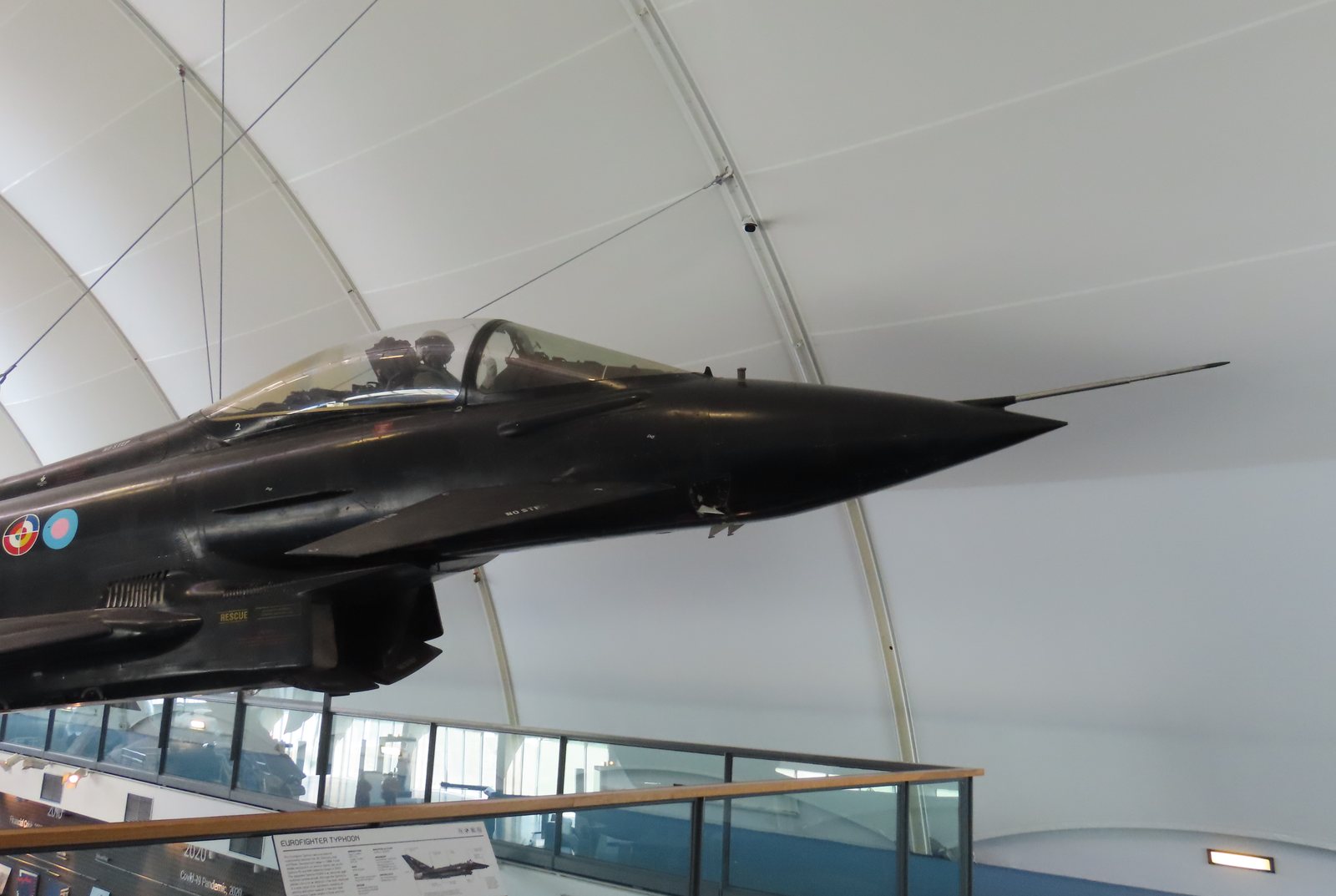 Un Eurofighter Typhoon al RAF Museum di Hendon, Londra. Il Typhoon è prodotto dal consorzio Airbus, BAE Systems e Leonardo