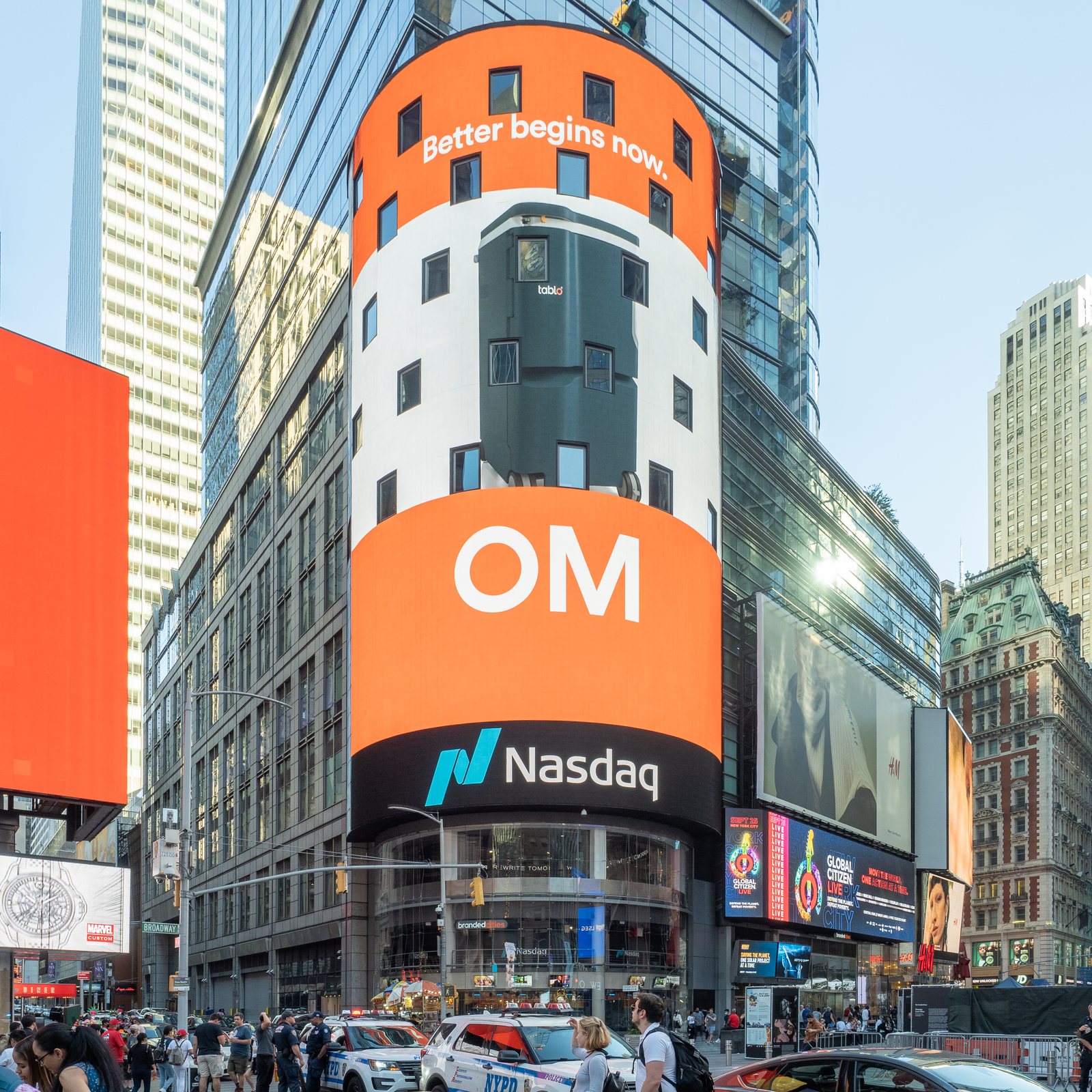 Il tabellone del Nasdaq MarketSite a Times Square